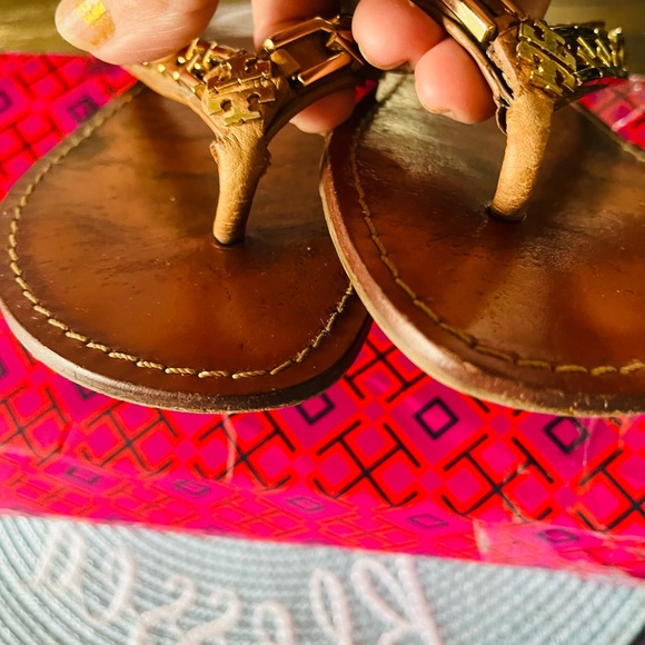 Tory burch sandals thong brown gold leather - Picture 3 of 4